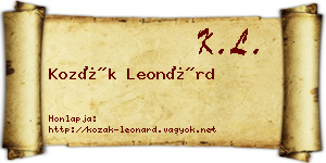 Kozák Leonárd névjegykártya