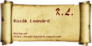 Kozák Leonárd névjegykártya